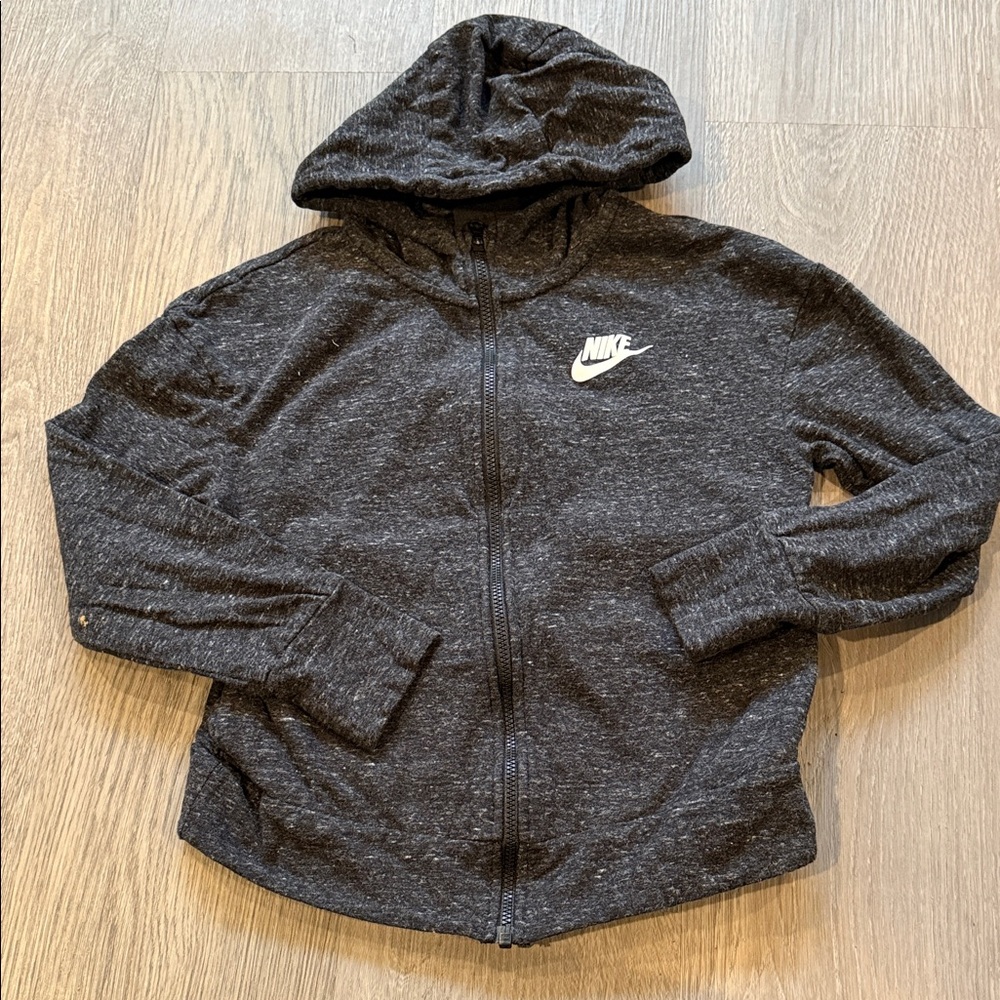 Nike girls Charcoal Gray Zip-Up Hoodie